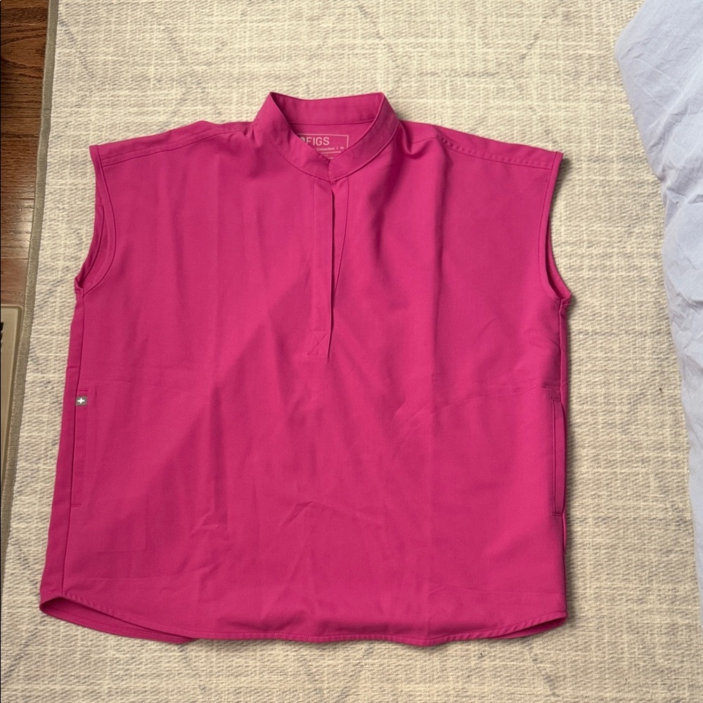 Figs Vibrant Pink Sleeveless Top